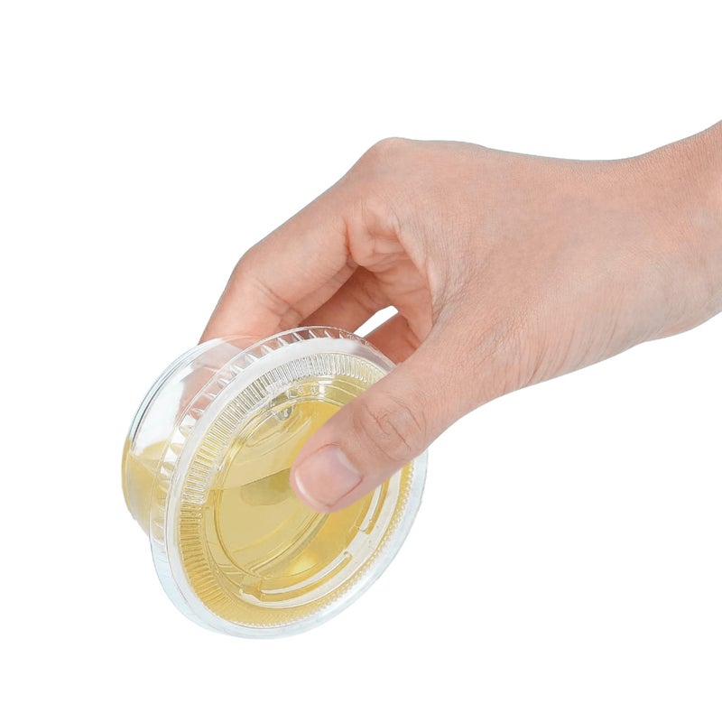 TashiBox 100 Sets 3.25 oz Plastic Disposable Portion Cups with Lids, Souffle Cups, Jello Cups, Snack Cups - Image 2